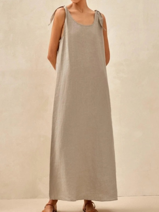 Lintico Dresses & Skirts - LINTICO 100% Linen Camisole Dress QEARL XL Beach Boho Coastal Minimalist Tan
